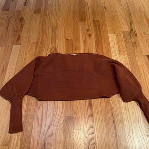 Cropped sweater w/ balloon sleeve